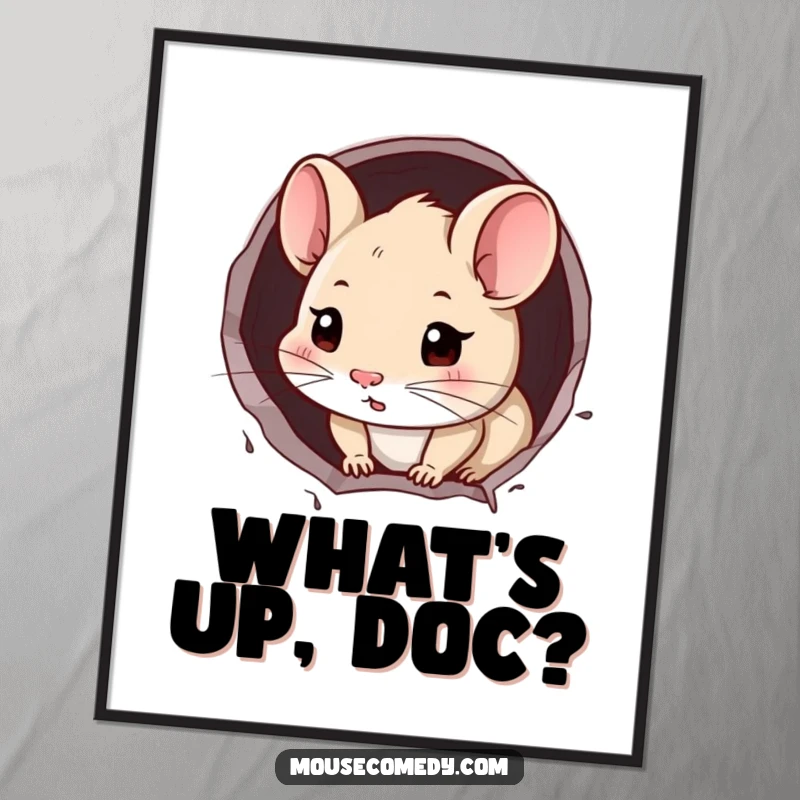 Funny Free Printable Wall Art: A curious mouse with twitching whiskers peeks out from a tiny wall hole.