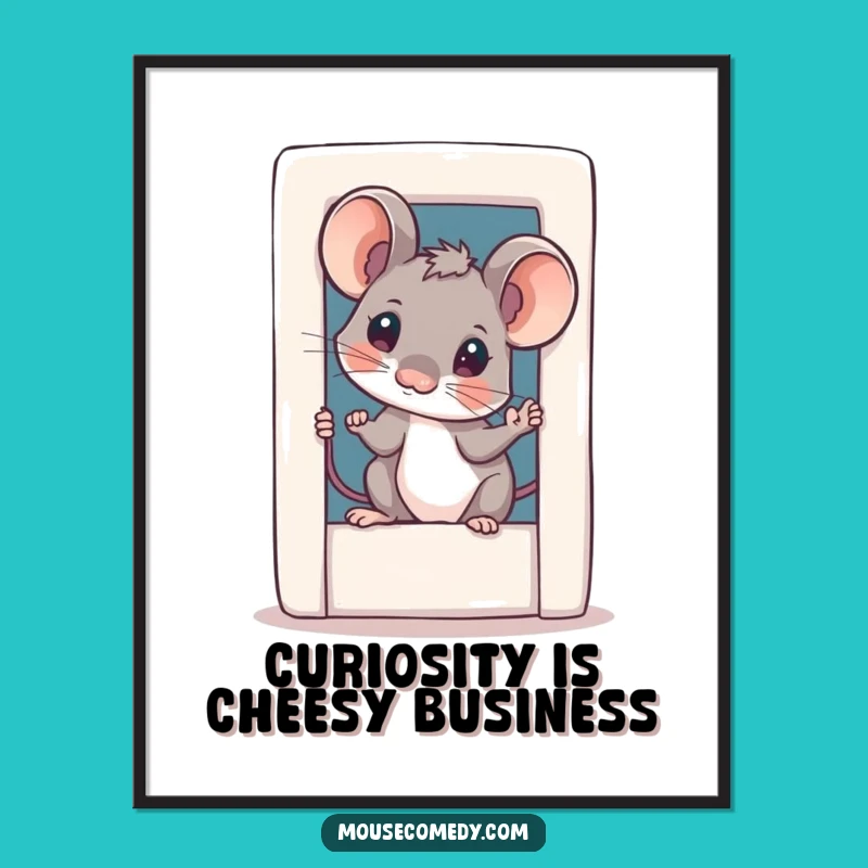 Free Printable Wall Art: Curious Mouse Peeking Funny Downloadable Art for Your Home