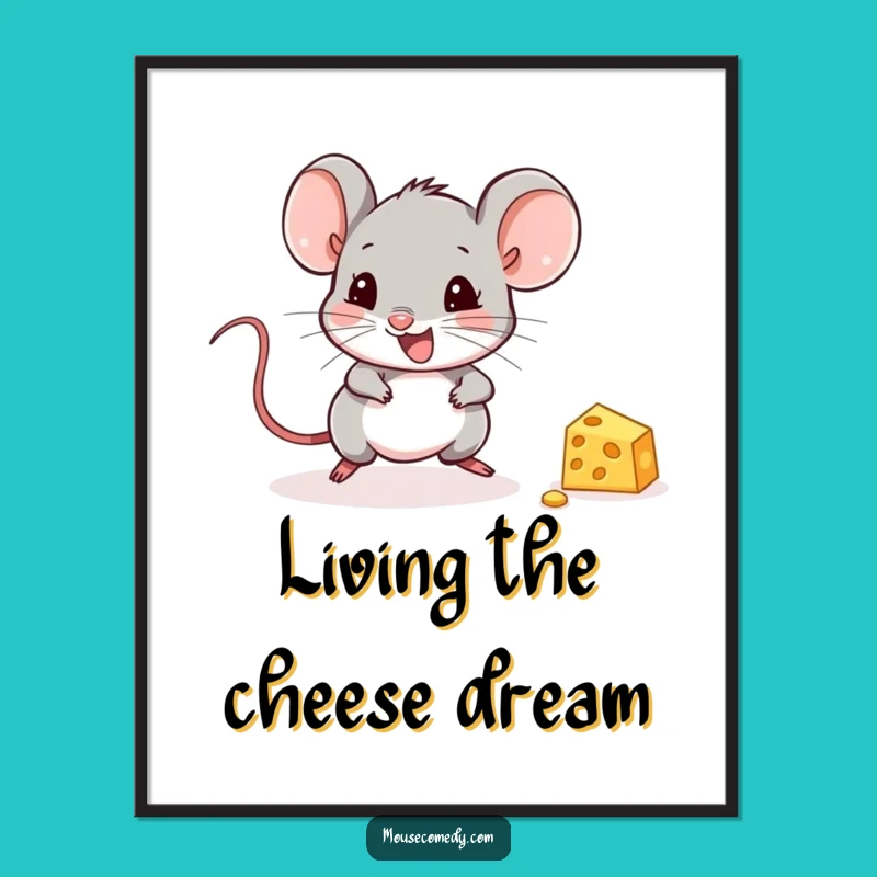Free Printable Wall Art: Joyful Mouse & Cheese, Funny Downloadable Decor for Kitchen