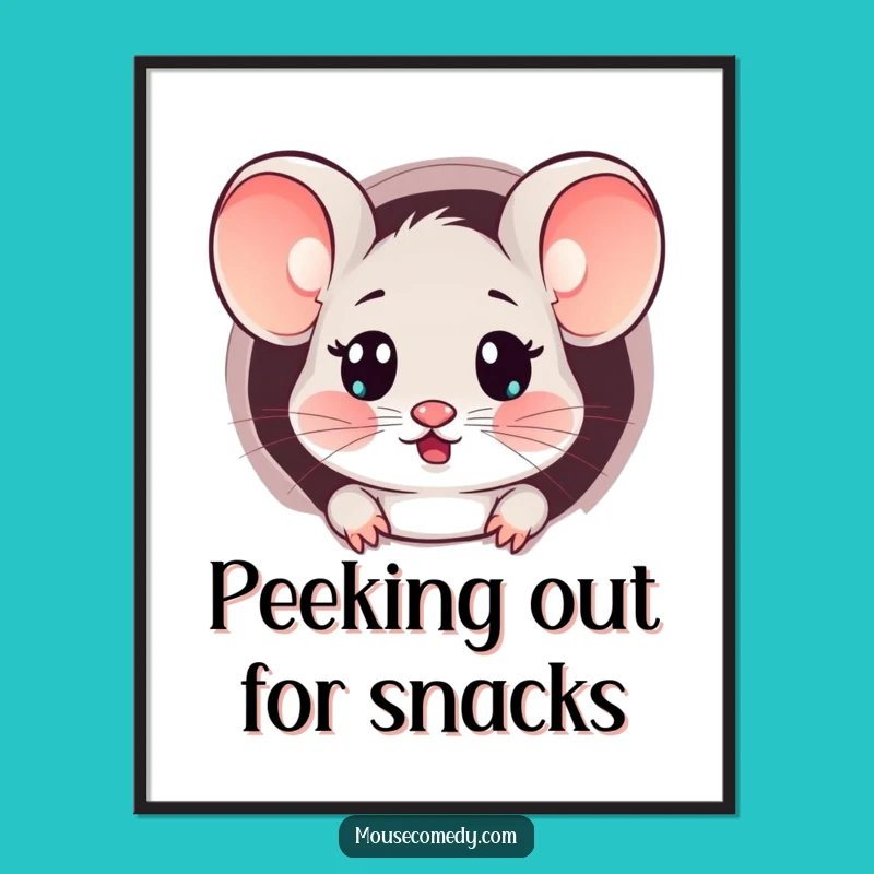 Free Printable Wall Art: Surprised Mouse Peeking - Funny Animal Decor Downloadable