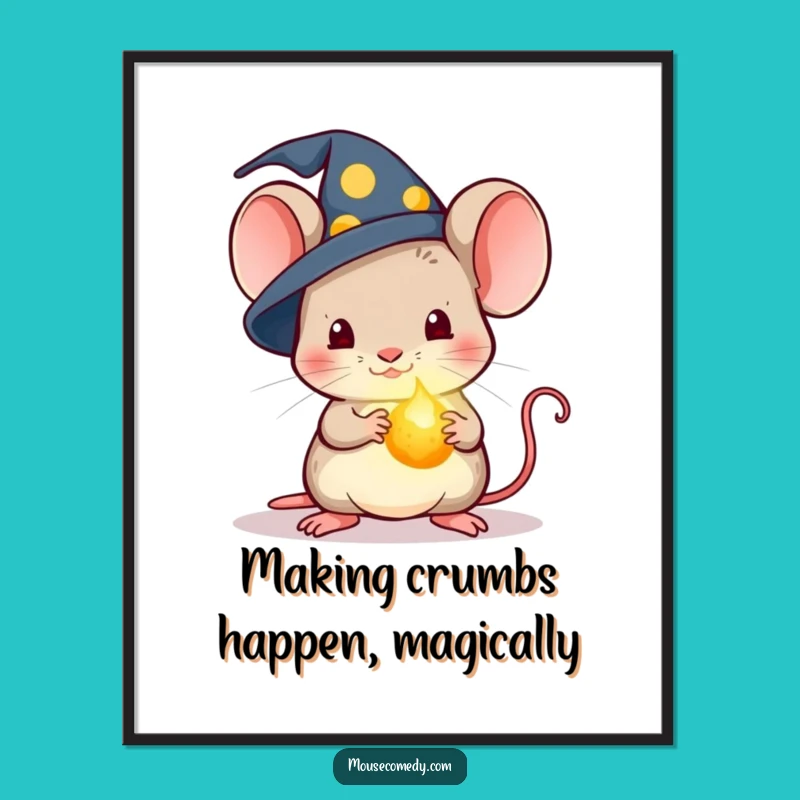 Free Printable Wall Art: Wizard Mouse with Glowing Crumb - Magical Decor Downloadable