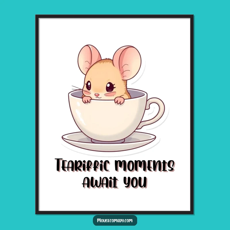 Free Printable Kawaii Mouse Wall Art - Tiny Teacup Surprise Decor