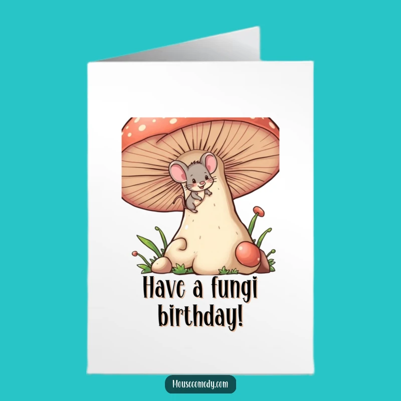 Free Printable Birthday Card: Mischievous Mouse Climbing Funny Downloadable Gift