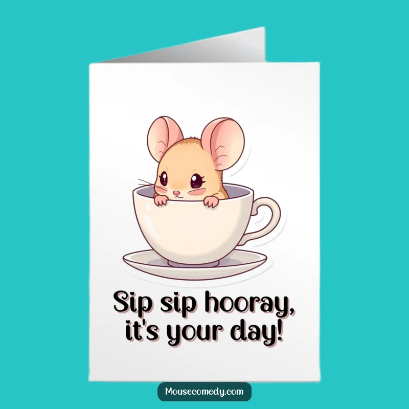 Free Printable Kawaii Mouse Birthday Card - Tea Party Fun!