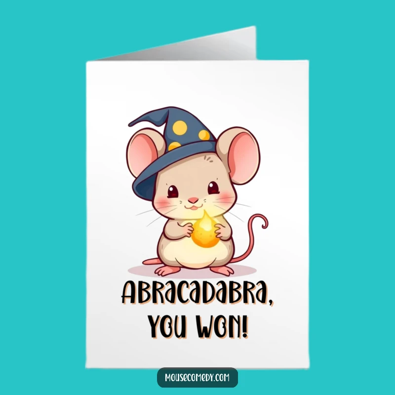 Free Printable Congrats Card: Wizard Mouse - Magical Achievement Downloadable Gift