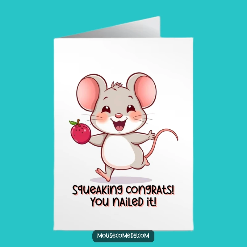Free Printable Congrats Card: Cheerful Mouse Celebrates with Berry!