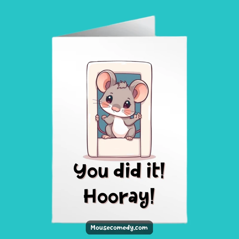 Free Printable Congrats Card: Curious Mouse Peeking Funny Downloadable Gift