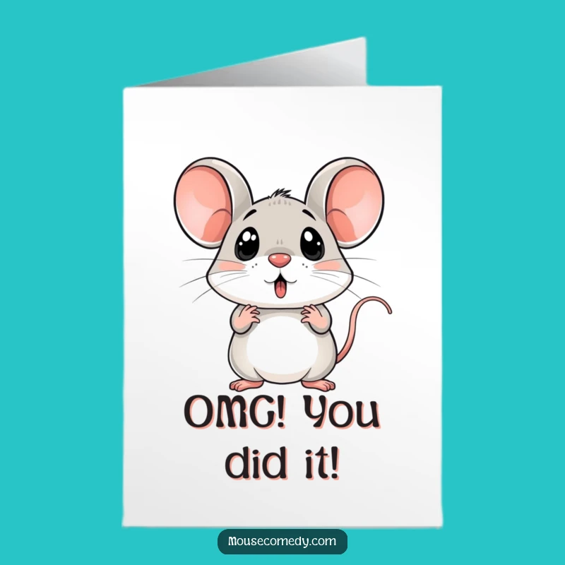 Free Printable Congrats Card: Shocked Mouse Reaction Funny Downloadable Gift