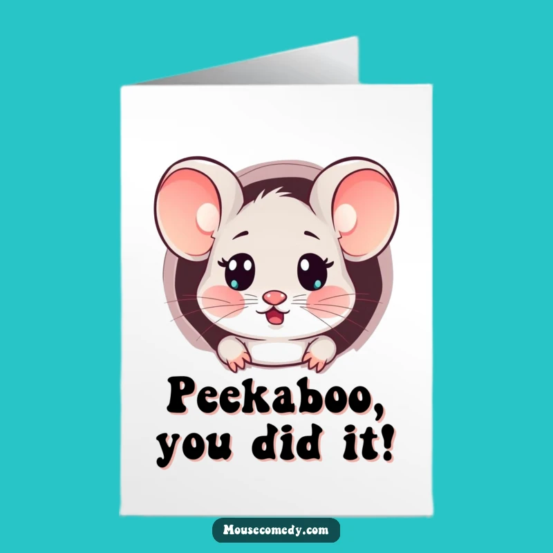 Free Printable Congrats Card: Surprised Mouse - Amazing News! Downloadable Gift