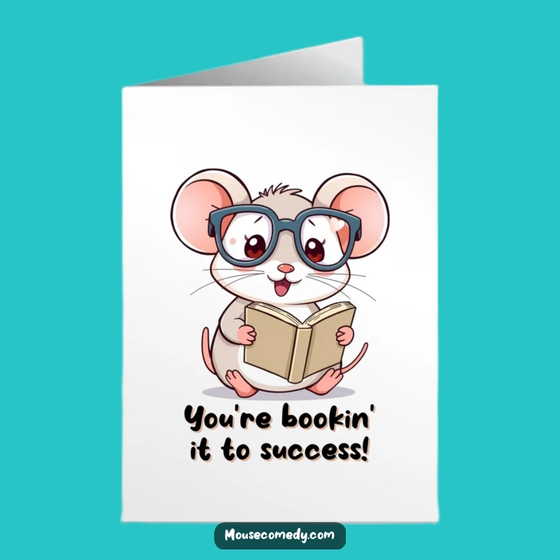 Free Printable Congrats Card: Funny Kawaii Mouse with Glasses, Smart Downloadable Gift