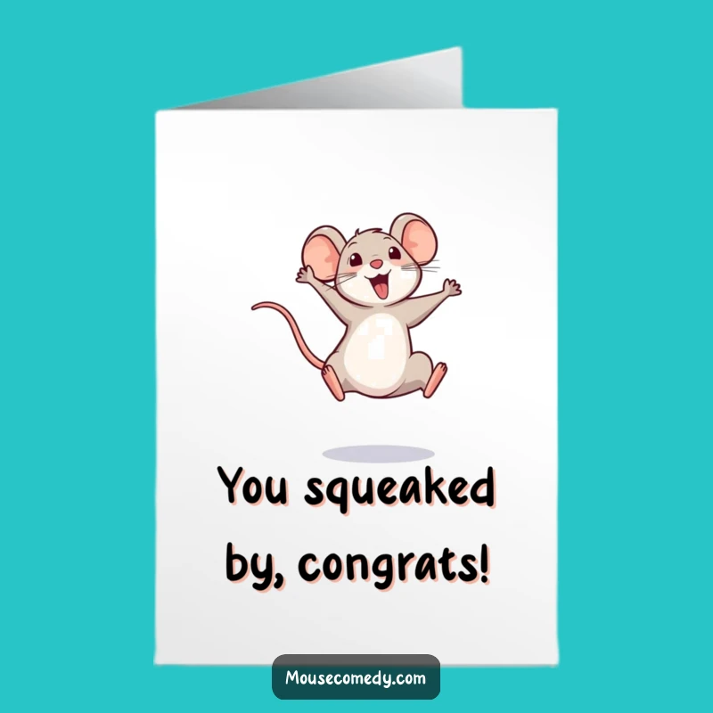 Free Printable Congrats Card: Funny Mouse Leap, Perfect Downloadable Gift for Success