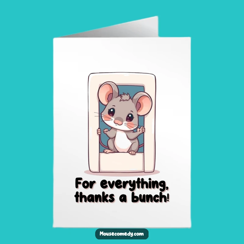 Free Printable Thank You Card: Curious Mouse Peeking Funny Downloadable Gift