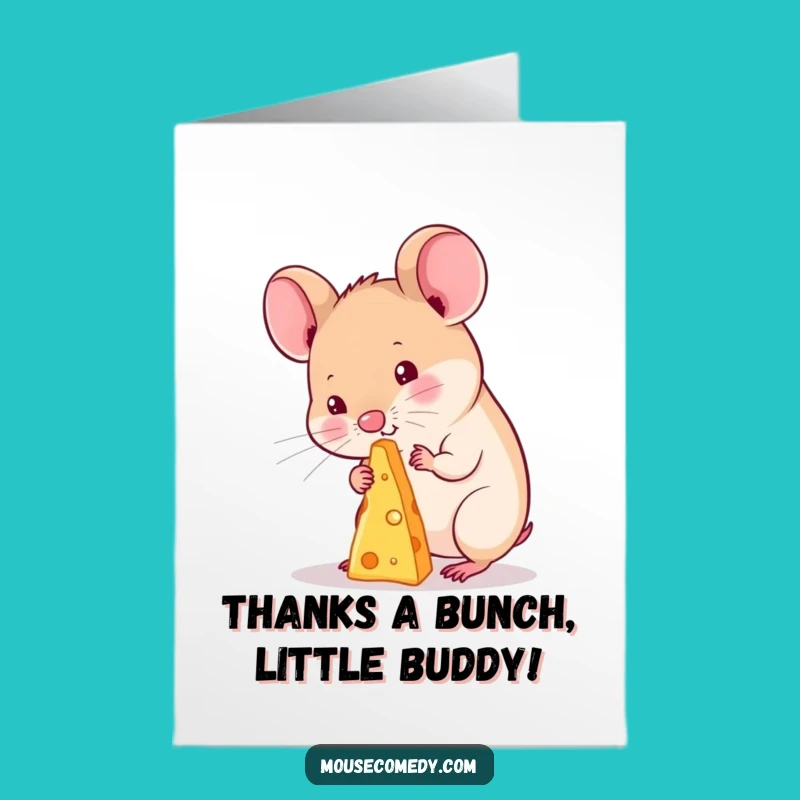Free Printable Thank You Card: Kawaii Mouse Cheese Balancing - Funny Downloadable