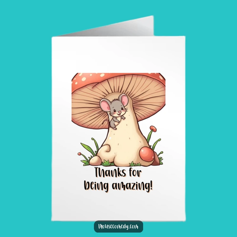 Free Printable Thank You Card: Mischievous Mouse Climbing Funny Downloadable Gift