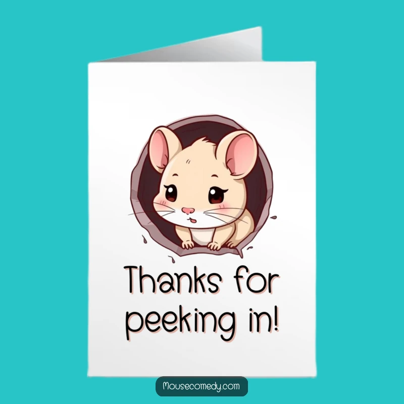 Free Printable Thank You Card: Peeking Mouse, Cute Downloadable Gift for Appreciation