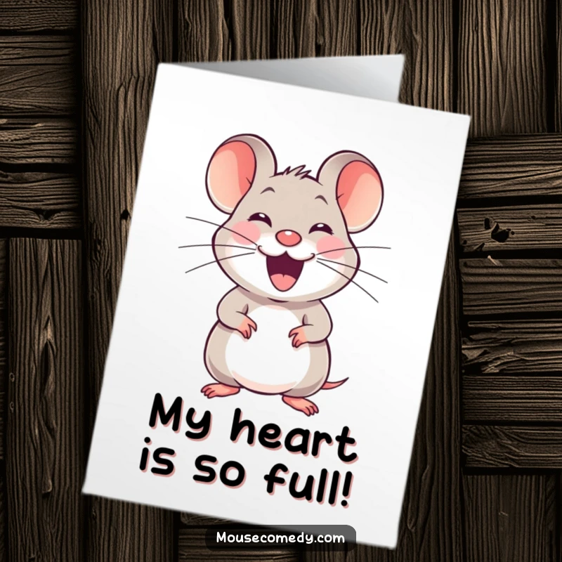 Funny Free Printable Thank You Card: A joyful mouse with a happy squeak stretching its whiskers, sending thanks.