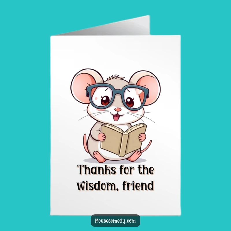 Free Printable Thank You Card: Funny Kawaii Mouse with Glasses, Grateful Downloadable Gift
