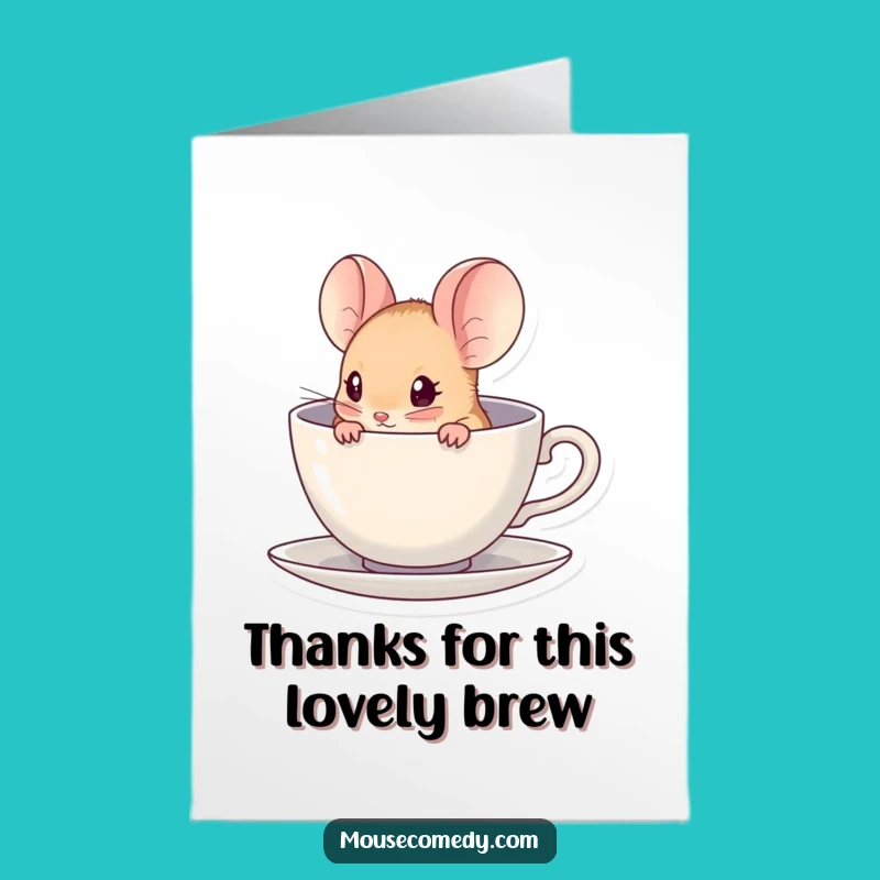 Free Printable Kawaii Mouse Thank You Card - Thanks a Cuppa!