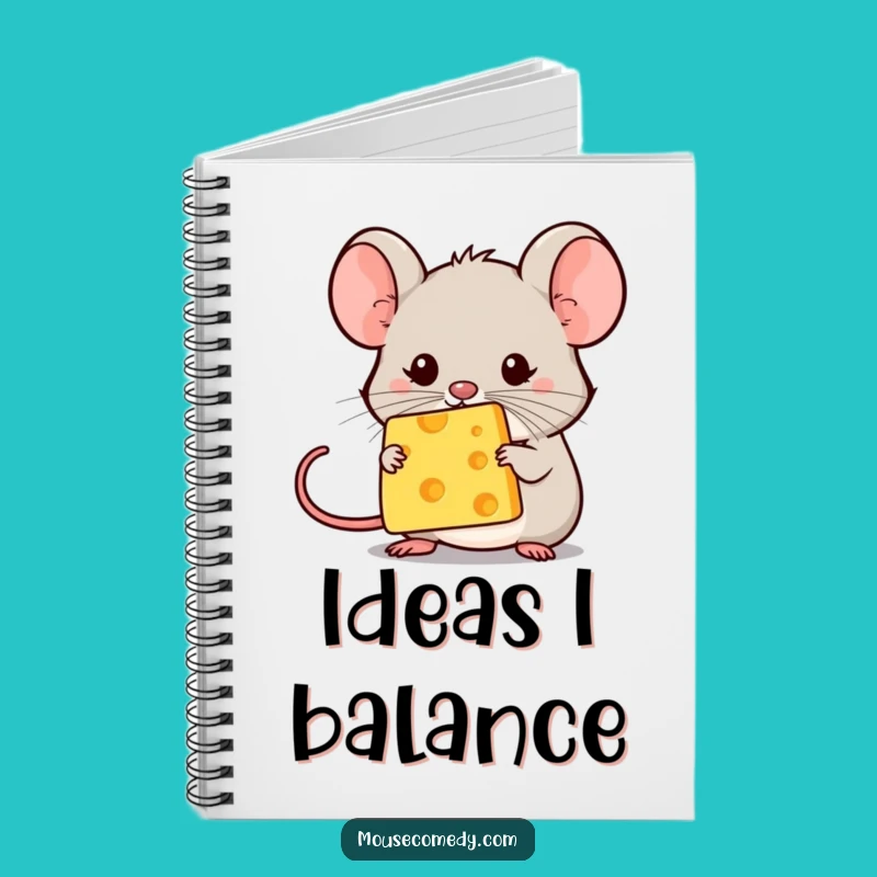 Keep your thoughts organized with this funny notebook, featuring a kawaii mouse focused on its delicate cheese-balancing act. Ideal for planners and dreamers.
