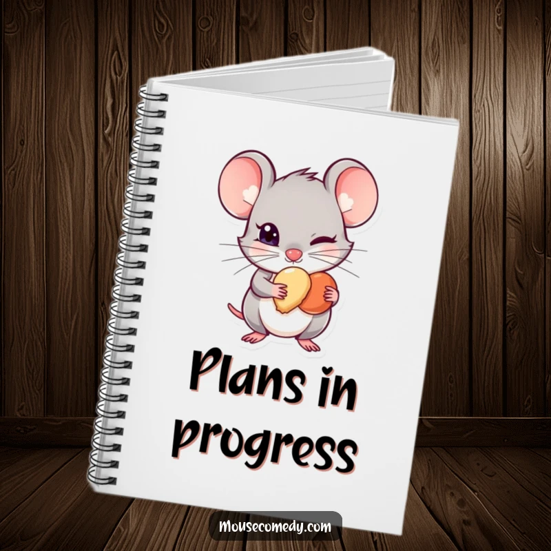 Funny Mischievous Mouse Notebook - A sly mouse with a mischievous glint hides a tiny treat, inspiring your writing with playful secrets and humor.