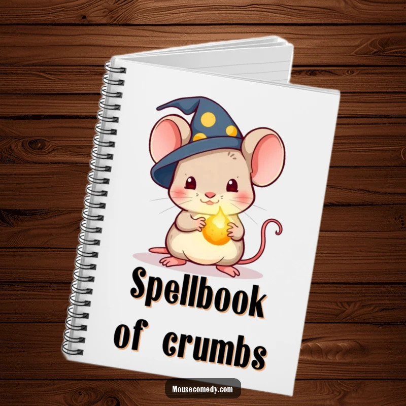 Funny Kawaii Wizard Mouse Notebook: A notebook featuring a mouse in a wizard hat holding a glowing crumb.