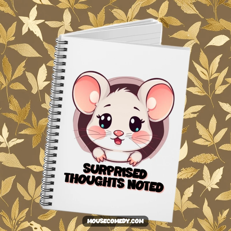 Funny Kawaii Surprised Mouse Notebook: A notebook featuring a mouse with a surprised expression peeking from a tiny hole.