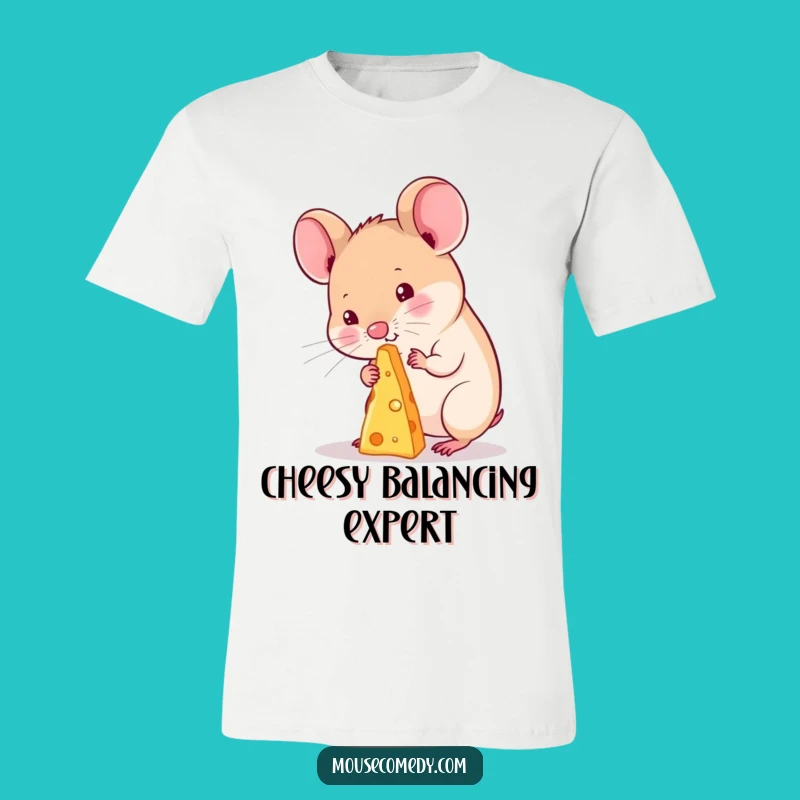 Funny Kawaii Mouse Balancing Cheese T-Shirt: Adorable & Hilarious Outfit