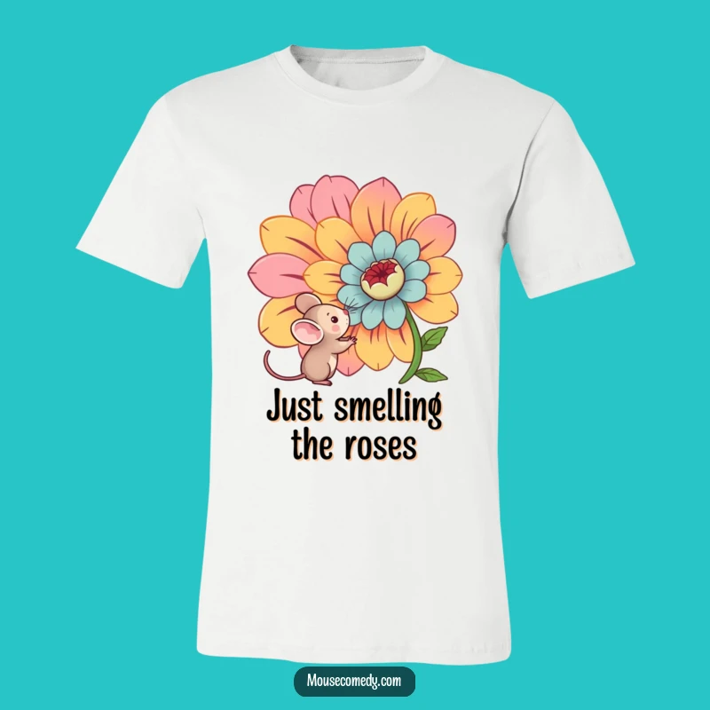 Funny Kawaii Mouse & Giant Flower T-Shirt: Express Your Quirky Side Hilariously