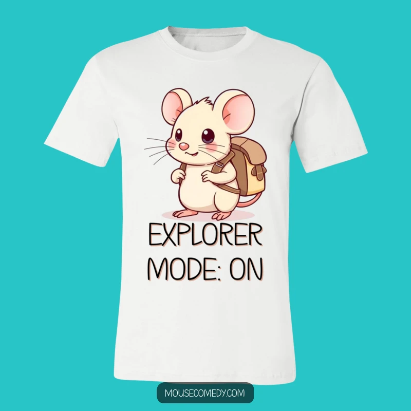 Funny Kawaii Mouse T-Shirt: Adventure Bound, Tiny Backpack Humorous Gift