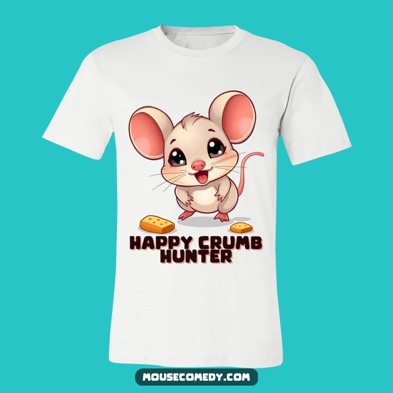 Funny Mouse Crumb Chasing T-Shirt: Expressive Joy Tee, Great Funny Gift