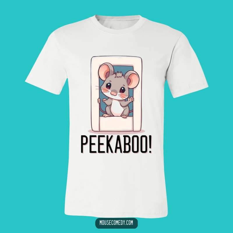 Funny Curious Mouse T-Shirt - Adorable Peeking Critter Tee, Perfect Funny Gift