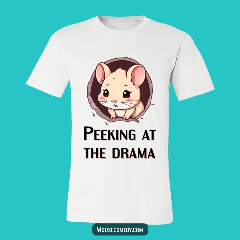 Funny Mouse Peek Tee: Curious Rodent Wall Hole T-Shirt Gift