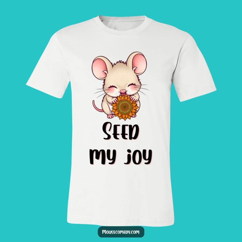Funny Delighted Mouse T-Shirt - Joyful Seed Eater Tee, Great Funny Gift