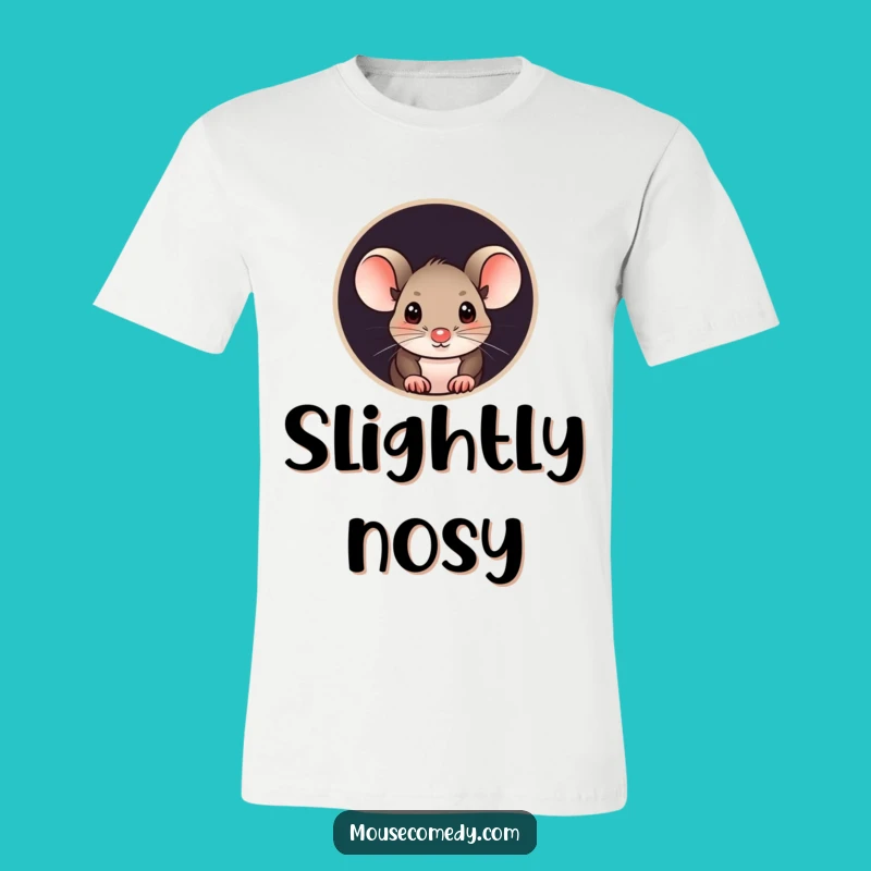 Funny Curious Mouse T-Shirt - Peeking Rodent, Humorous Apparel Gift