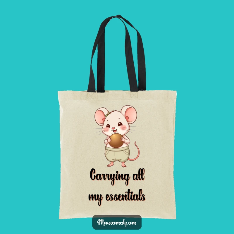 Funny Chubby Mouse Tote Bag - Happy Panting Seed Collector, Eco-Friendly Gift