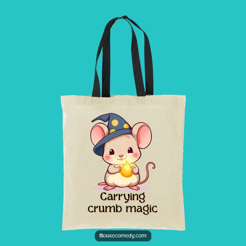 Funny Kawaii Wizard Mouse Tote Bag: Magic Crumb, Whimsical Accessory