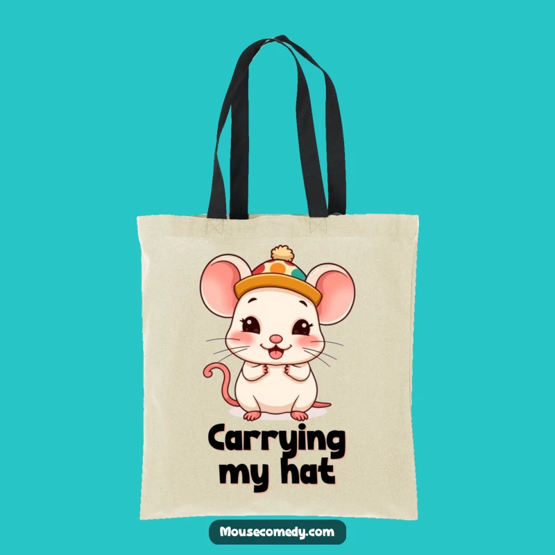 Funny Kawaii Mouse Tote Bag: Silly Hat Fun, Perfect Humorous Gift