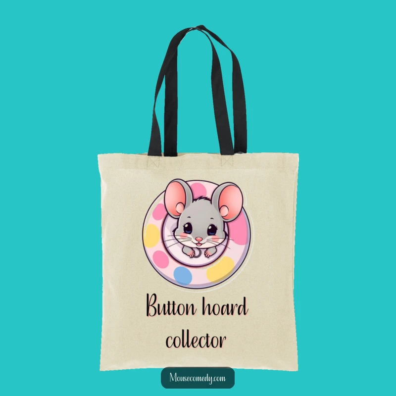 Funny Mouse Tote Bag: Button Peek - Carry Your Curiosity Gift!