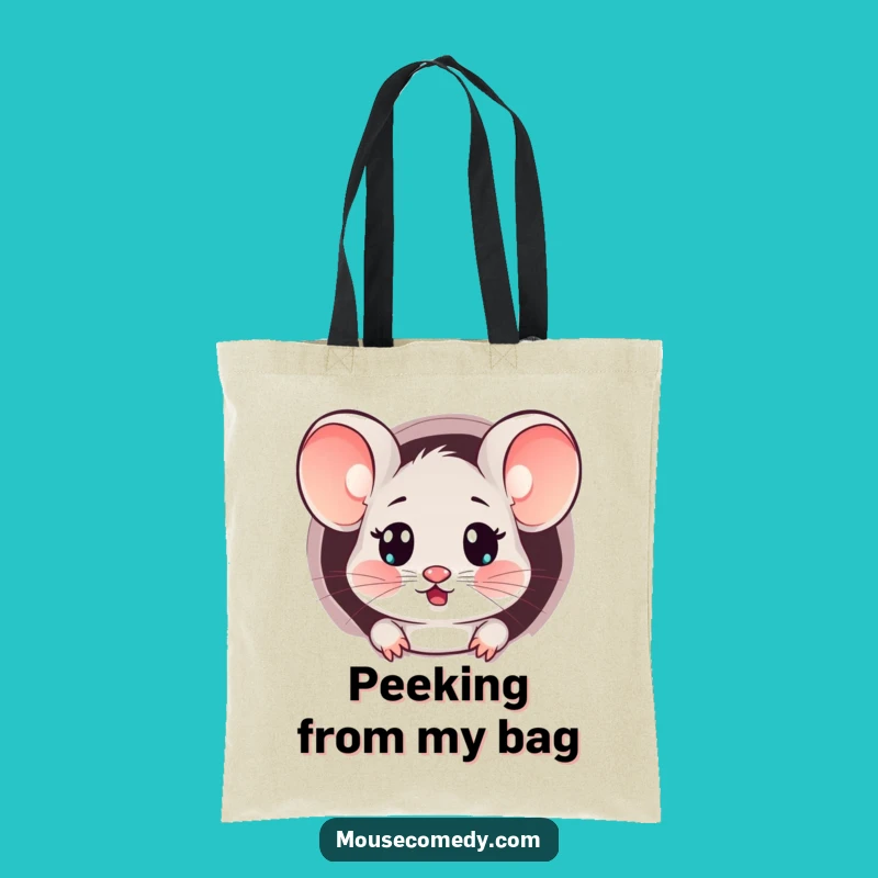 Funny Kawaii Surprised Mouse Tote Bag: Peeking Out, Stylish Accessory